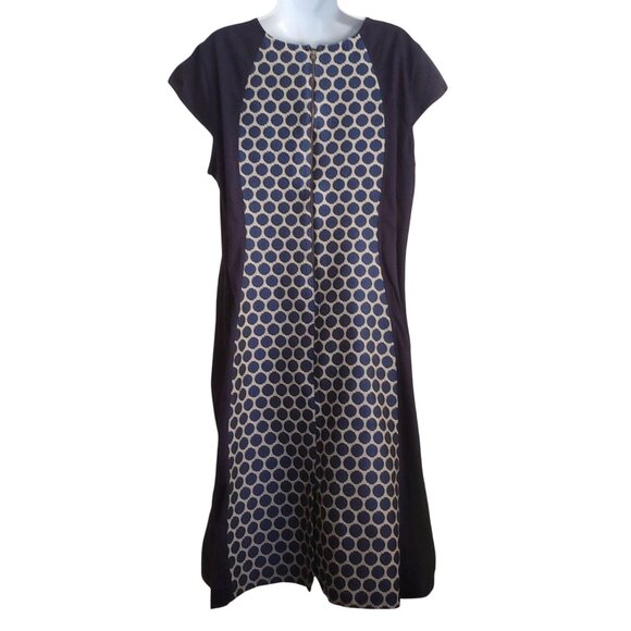 eShakti Womens Office Work Business Dress Polka Dot Mature Dress Navy 3X - Picture 2 of 14